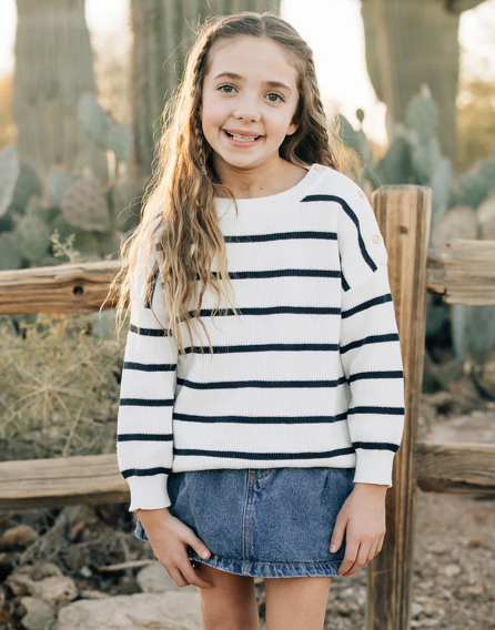 Navy Stripe Knit Sweater