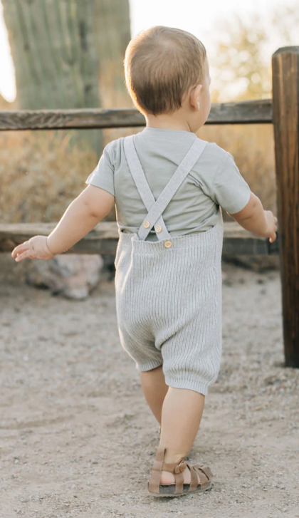Heather Grey Pocket Knit Overalls