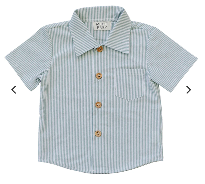 Green Stripe Button Up Pocket Shirt