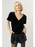 Jorja Ruched Front Velvet Tee