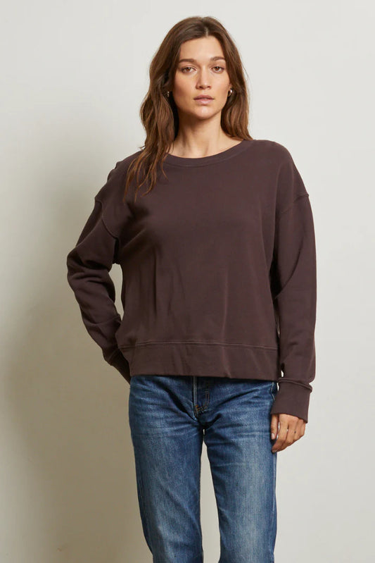 perfectwhitetee Tyler French Terry Pullover Sweatshirt- Cocoa