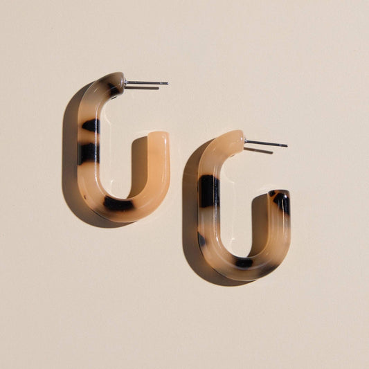 Tortoise Acrylic Ada Hoop Earrings