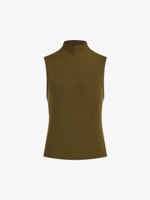 Caley Fitted Rib Tank- Military Olive - Lulie