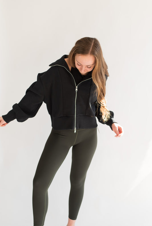 Varley Gibbs Zip Through Sweat- Black