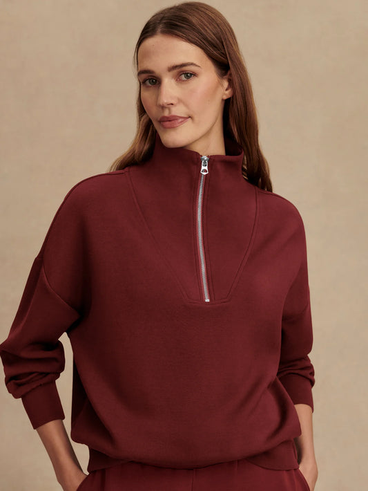 Varley Hawley Half Zip New Maroon
