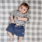 Grey Stripe Button Tee