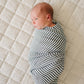 Green Stripes Muslin Swaddle Blanket