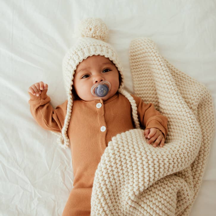 Natural Garter Stitch Knit Bonnet Baby & Kids