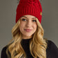 Red Cable Knit Pom Hat