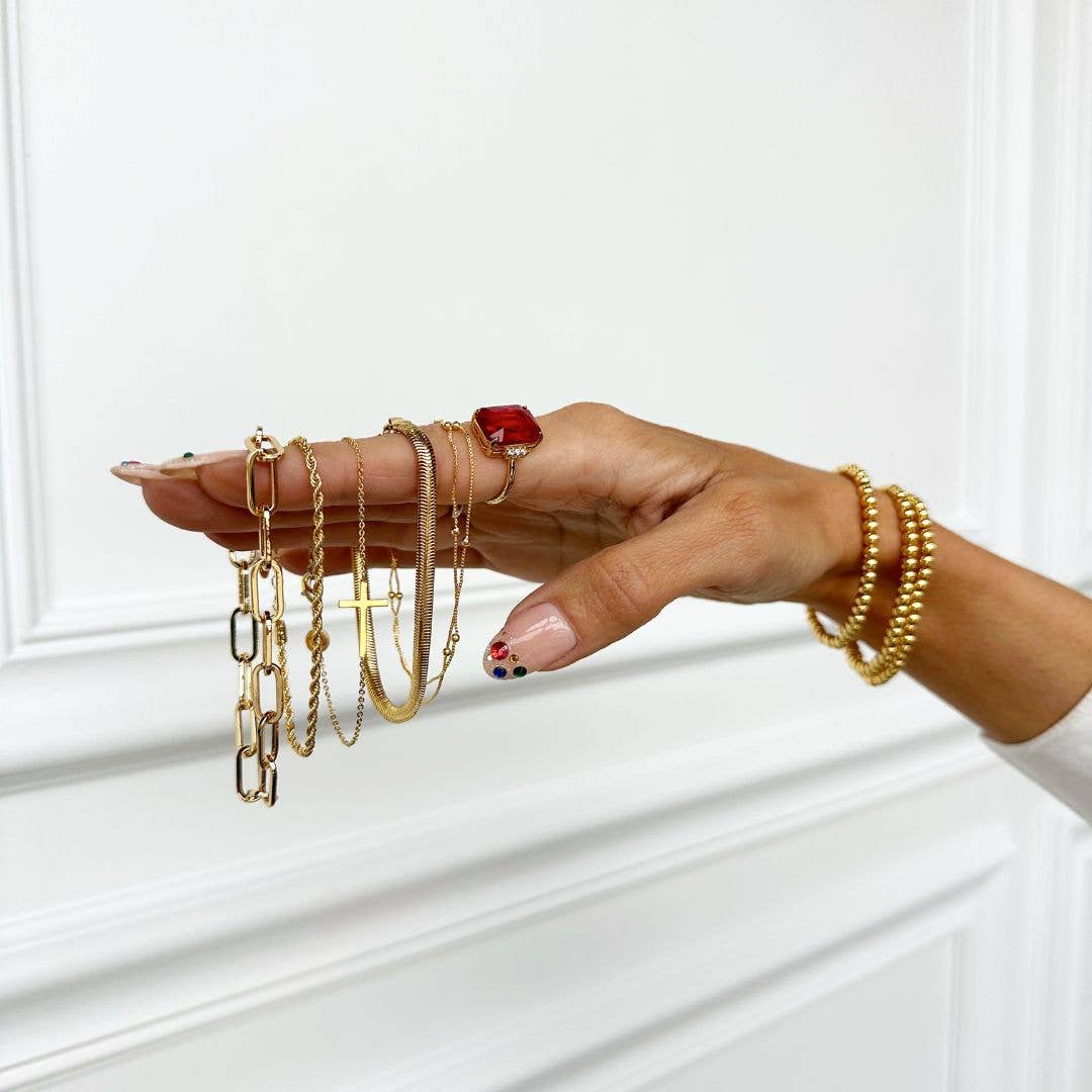 Gold Waterproof Sideways Cross Bracelet