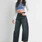 Raw Hem Barrel Jean- Washed Black