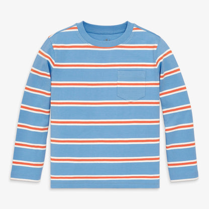 Long Sleeve Pocket Tee- Varsity Stripe