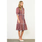 Puff Sleeve Print Midi Dress