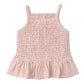 Organic Smocked Top And Bloomer Set - Coral Stripes