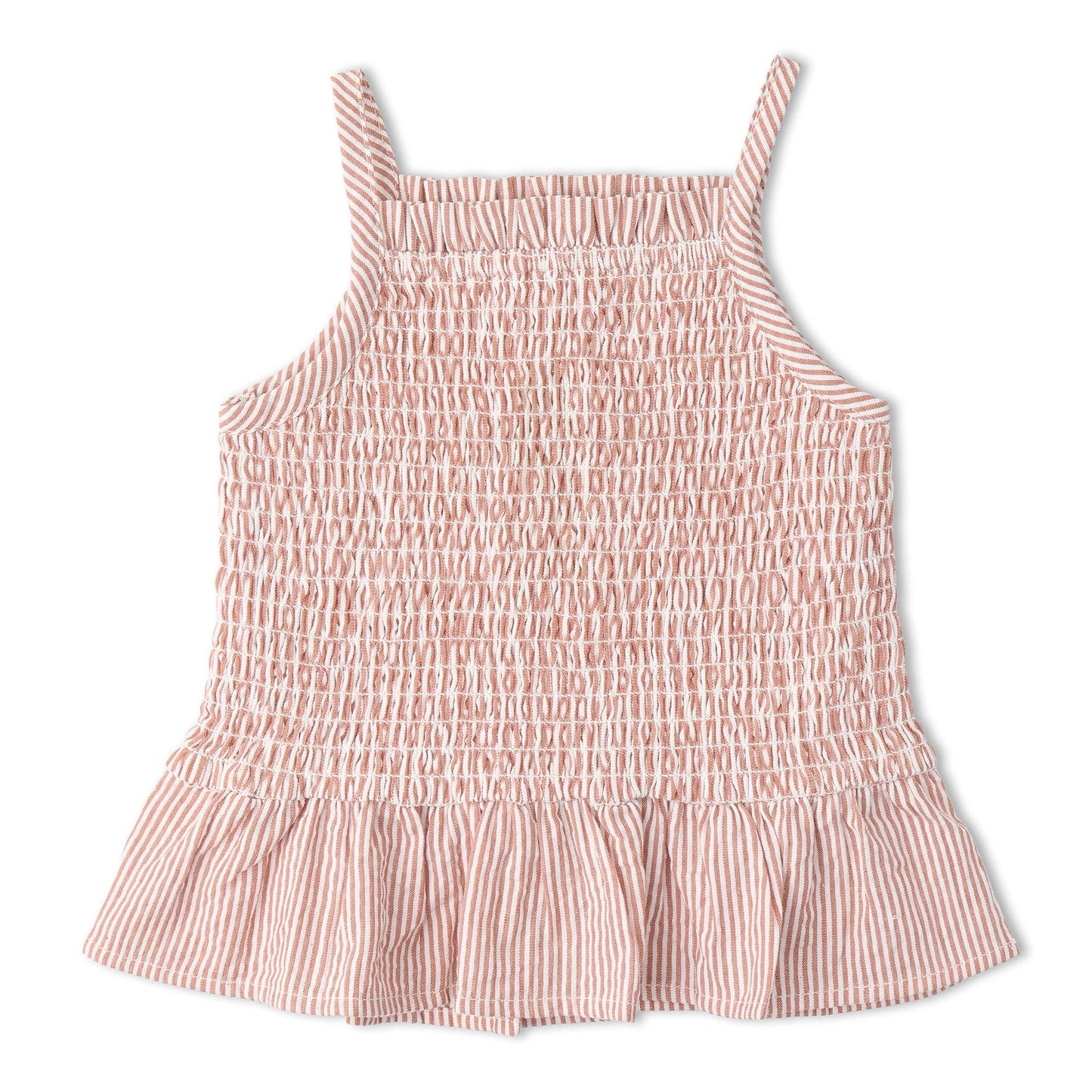 Organic Smocked Top And Bloomer Set - Coral Stripes