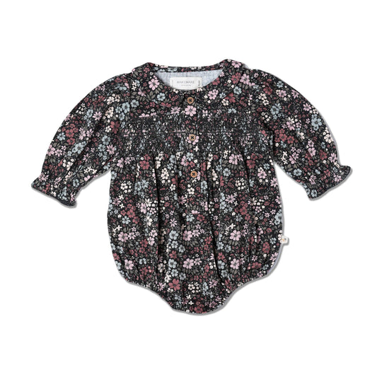 Organic Smocked Bubble Romper - Bohemian Floral