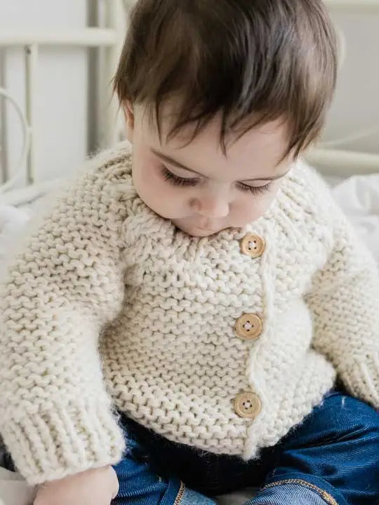 Natural Garter Stitch Cardigan Sweater
