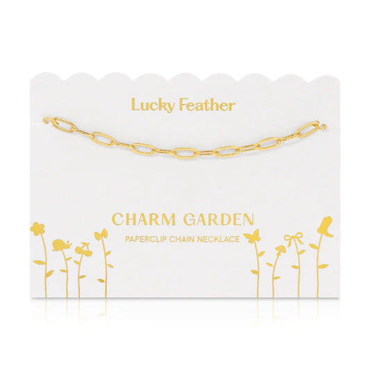 Charm Necklace - Gold Paperclip Chain (18-20 in)
