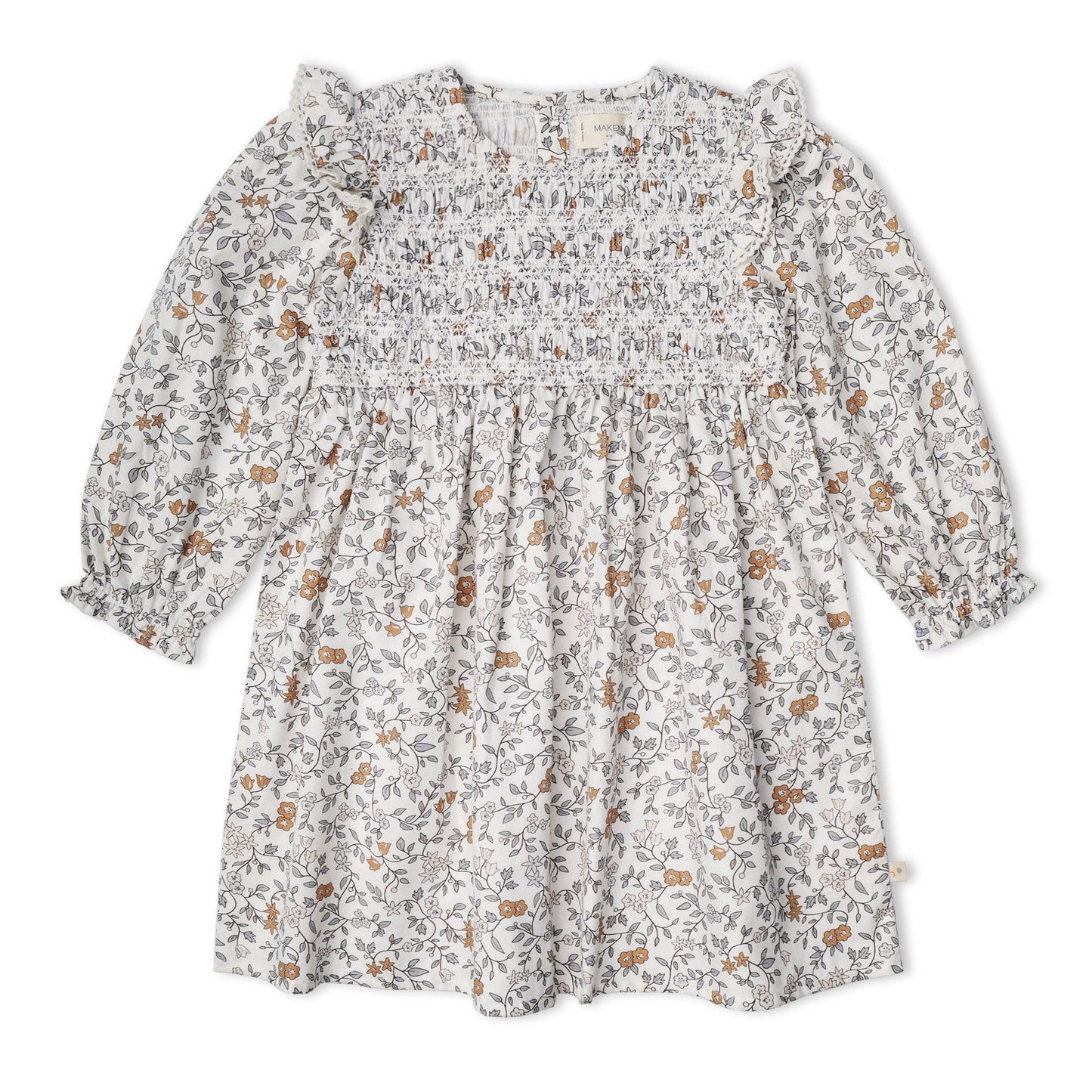 Organic Smocked Ruffle Dress - Ivy
