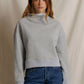 perfectwhitetee Arden French Terry Mock Neck- Heather Grey