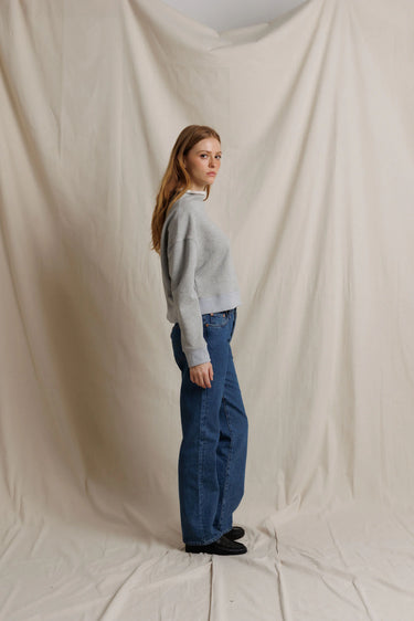 Arden French Terry Mock Neck- Heather Grey
