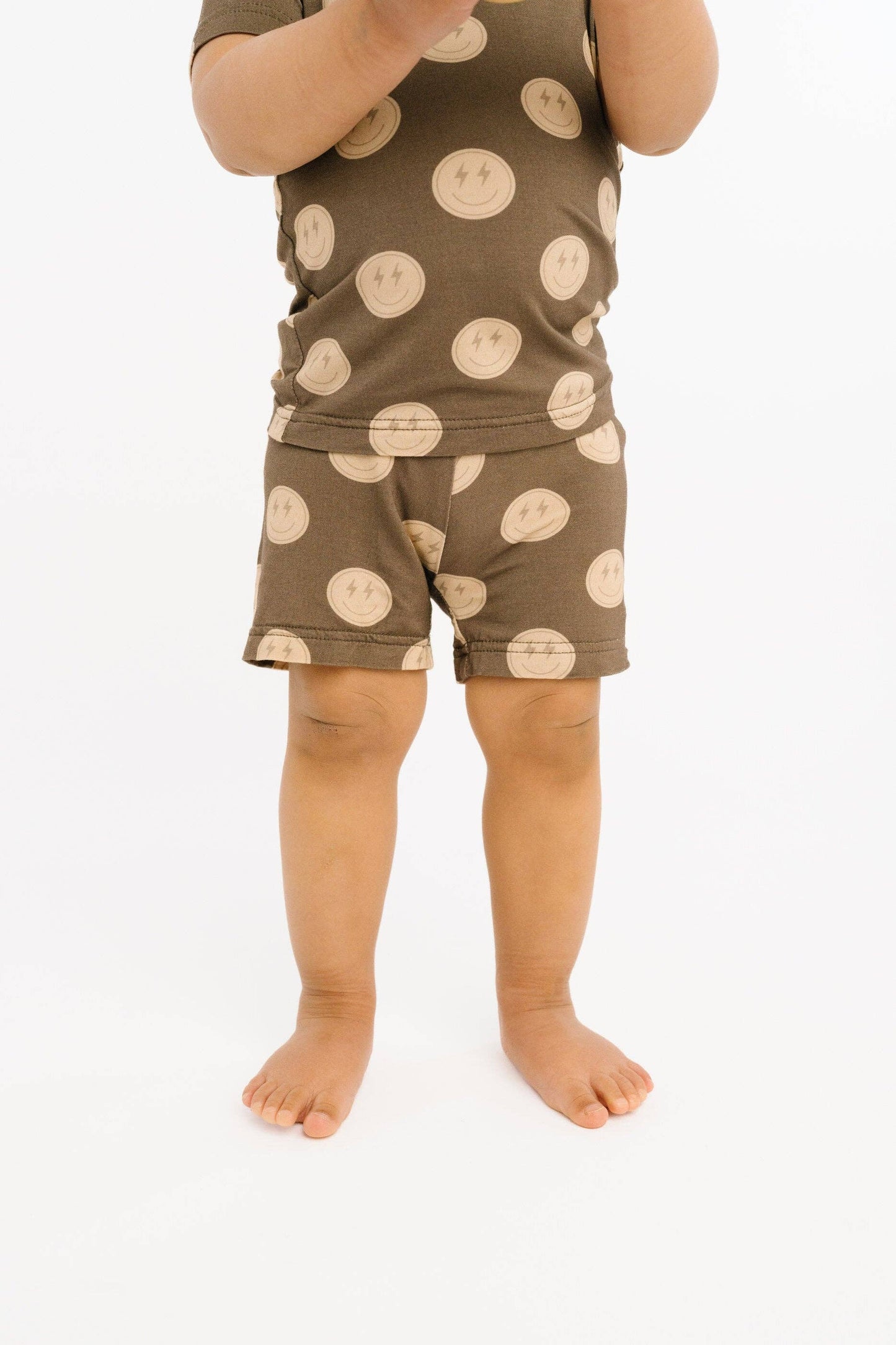 Neutral Smileys Bamboo Shorts Set