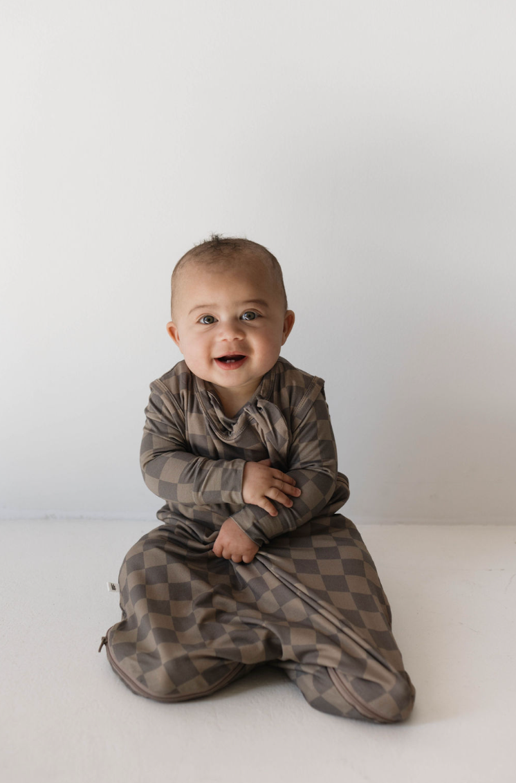 Bamboo Sleep Sack- Faded Brown Checkerboard 1.0 TOG