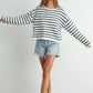 Striped Knit Sweater- Navy