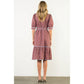 Puff Sleeve Print Midi Dress