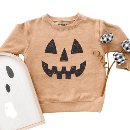 Pumpkin Smiley Sweatshirt- Tan