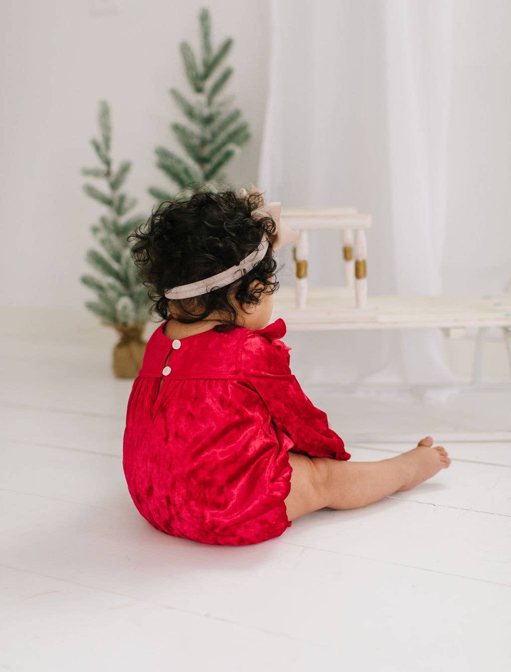 Hayley Romper- Red Crushed Velvet