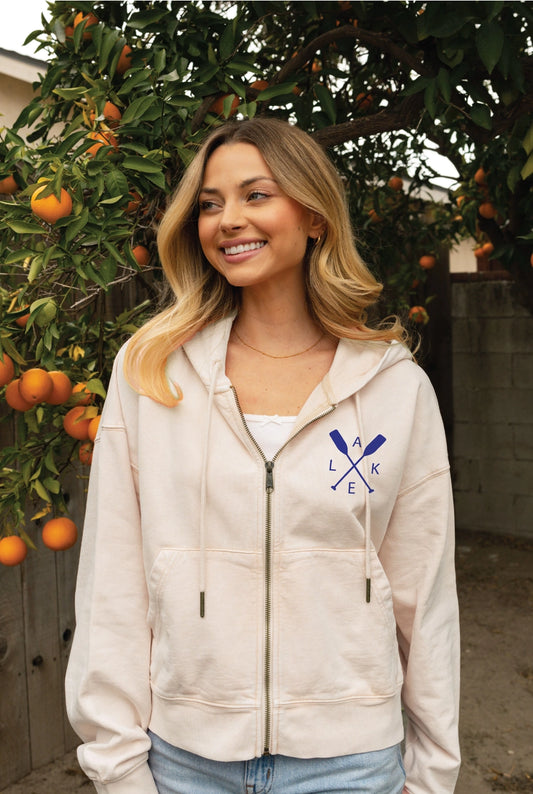 Lake Cropped Mineral Zipper Hooded Pullover