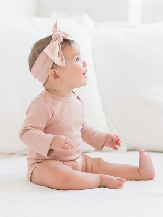 Organic Baby Long Sleeve Classic Bodysuit - Blush - Lulie