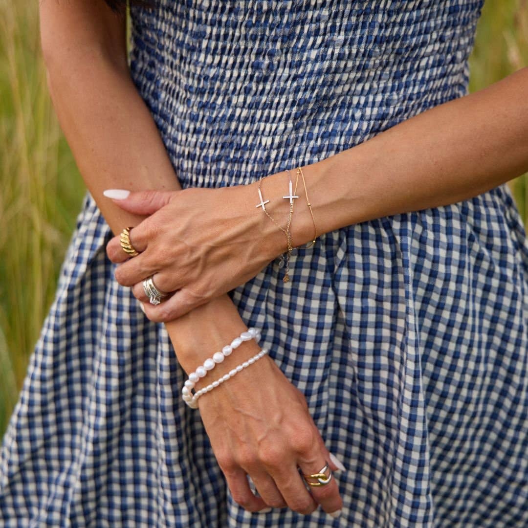 Gold Waterproof Sideways Cross Bracelet