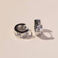 Silver Pavé Checkered Huggie Earrings
