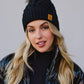 Black Cable Knit w/ Natural Pom Hat