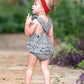 Baby Girls Navy Micro Stripe Woven Pinafore Cross-Back Bubble Romper