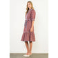 Puff Sleeve Print Midi Dress