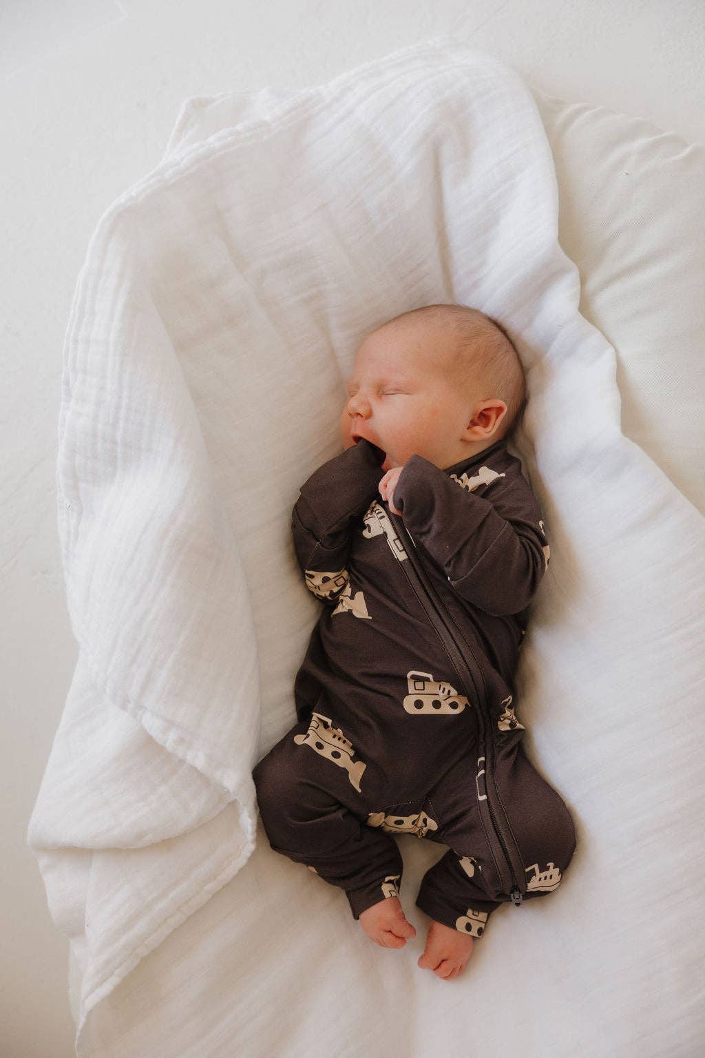 Bamboo Zip Pajamas- Bulldozer