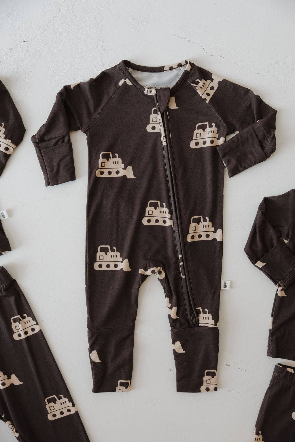 Bamboo Zip Pajamas- Bulldozer