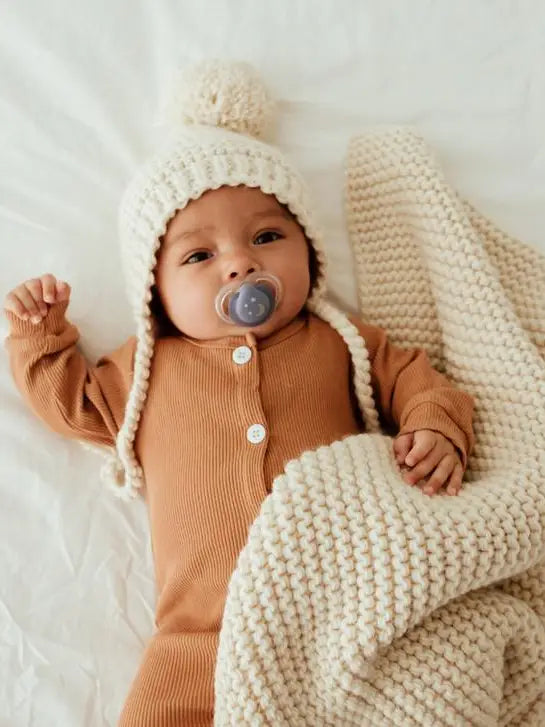 Natural Garter Stitch Knit Bonnet Baby & Kids