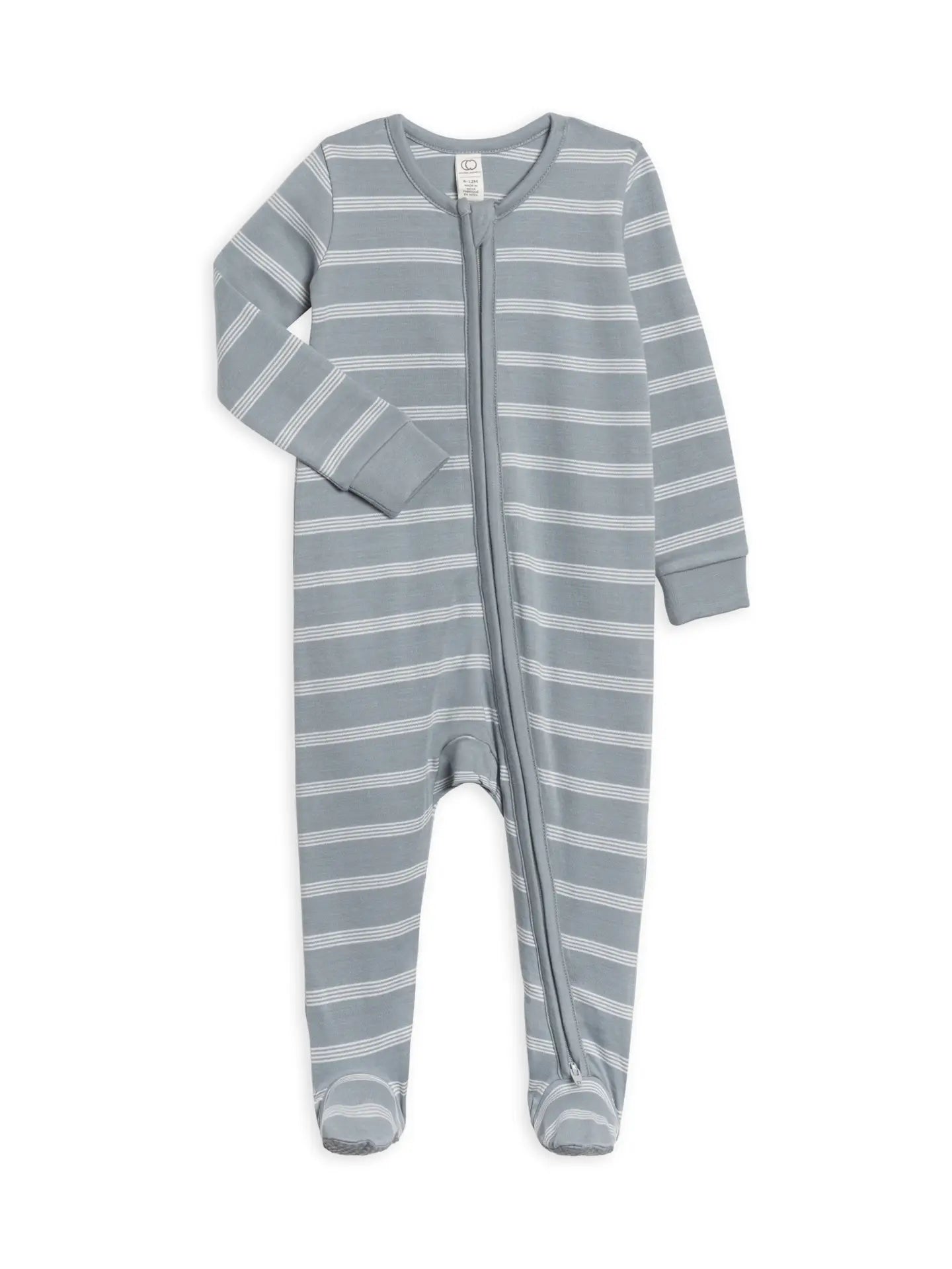 Organic Baby Peyton Footed Sleeper - Drew Stripe / Mist