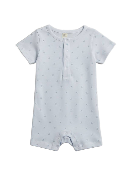 Mason Short Sleeve Romper - Tee Time / Powder + Laguna
