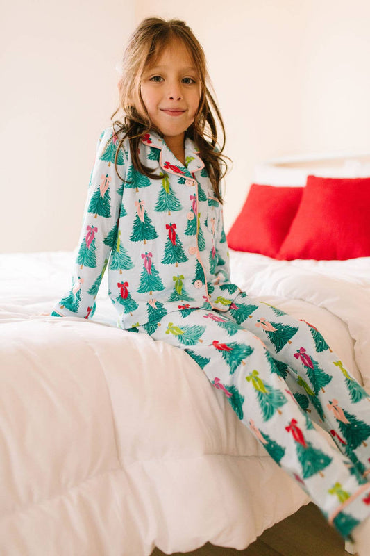 Button Up PJ Set- Trim The Tree
