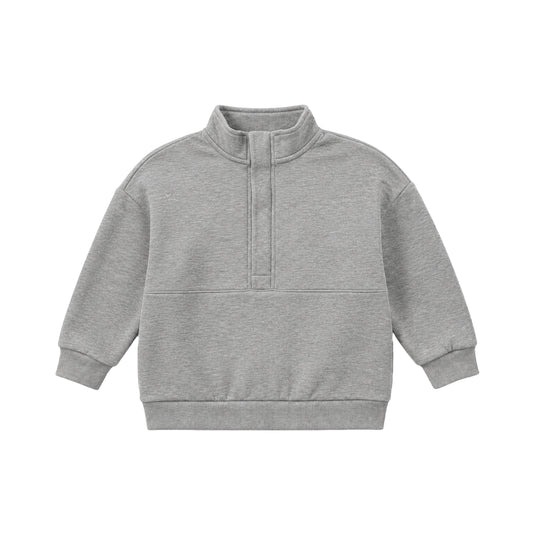 Jae Fleece Blocked Half Zip Pullover - Heather Grey