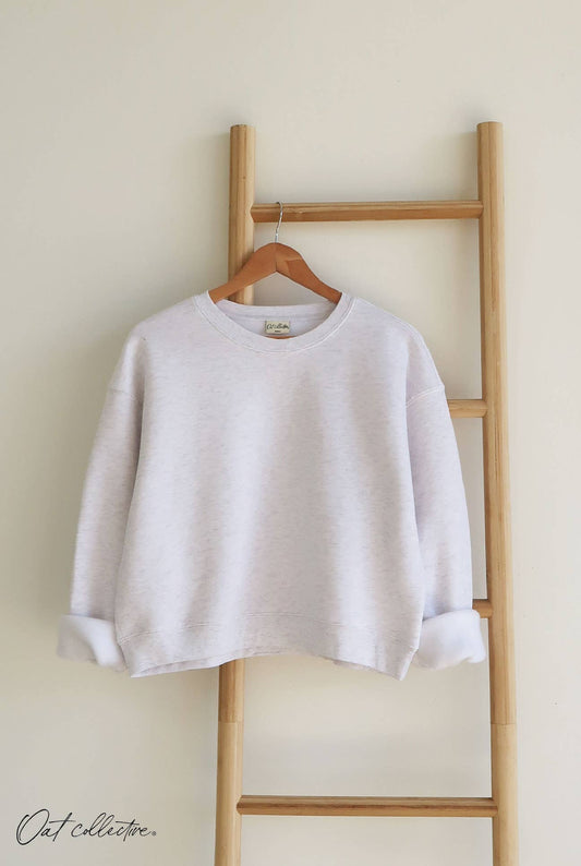 Cropped Sweatshirt- White Heather