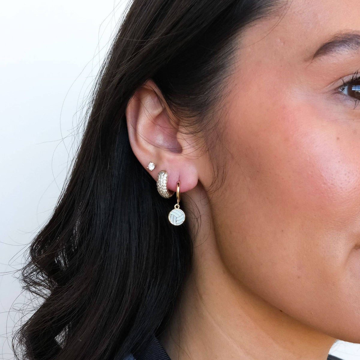 Volleyball Huggie Earrings