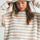 Basic Striped Knit Sweater - Taupe