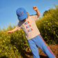 Organic Track Pant- Cornflower/Tomato
