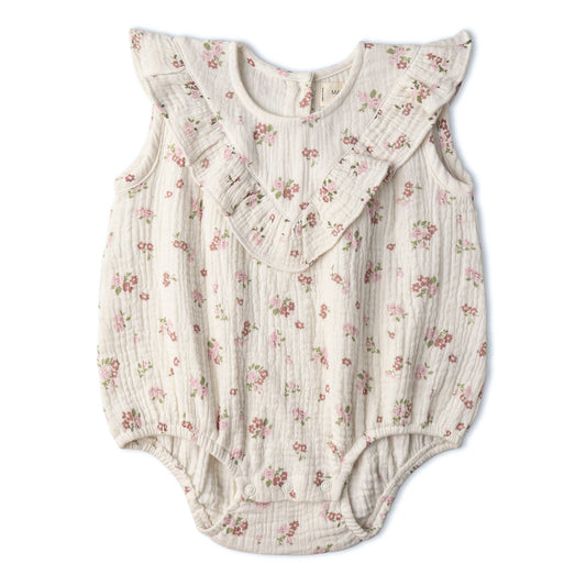 Ruffle Bubble Romper - Blush Floral